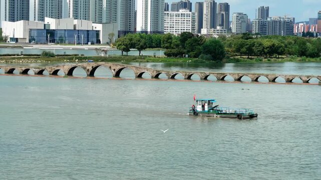 Grand Canal Baodai Bridge Section Suzhou Scenic Footage