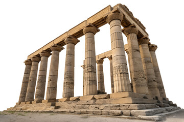 Obraz premium Monumental stone column set, strong vertical structure, isolated on transparent background, PNG