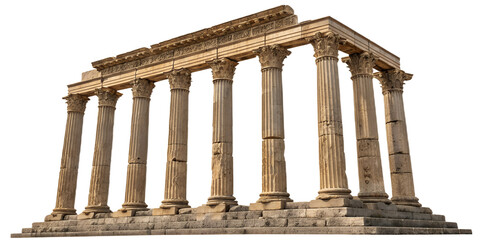 Naklejka premium Monumental stone column set, strong vertical structure, isolated on transparent background, PNG