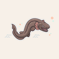 Cute Frilled Shark Illustration