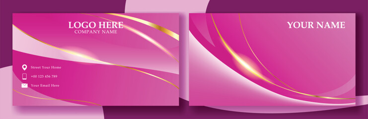 Elegant and professional pink and gold business card design with customizable text for a sophisticated brand identity