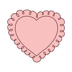 Pink retro frame with flowers and patterns and monograms. Vintage frame for Valentine's day on a white background.