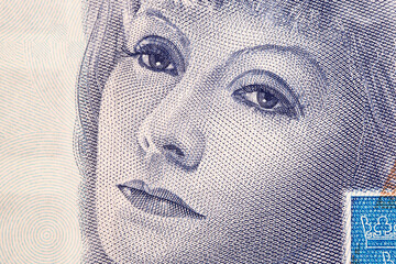 Greta Garbo a closeup portrait from Swedish money
