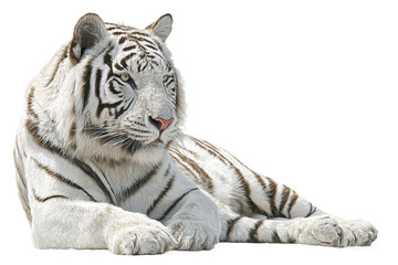 Obraz premium Fierce White Tiger Illustrated in Bold Oil Painting Composition isolated on transparent background