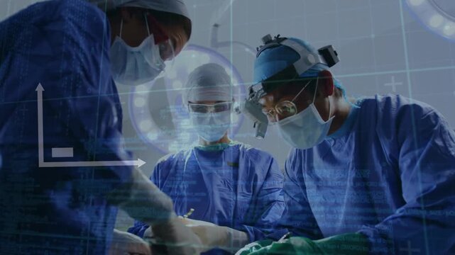 Animation of data processing over diverse surgeons during surgery