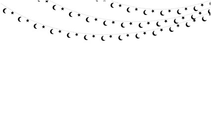 Naklejka premium Garland with hanging crescents and stars. 