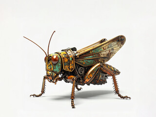 Fototapeta premium rusty grasshopper on white background