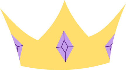 Yellow Crown with Purple Gem Flat Illustration © Aich Talg