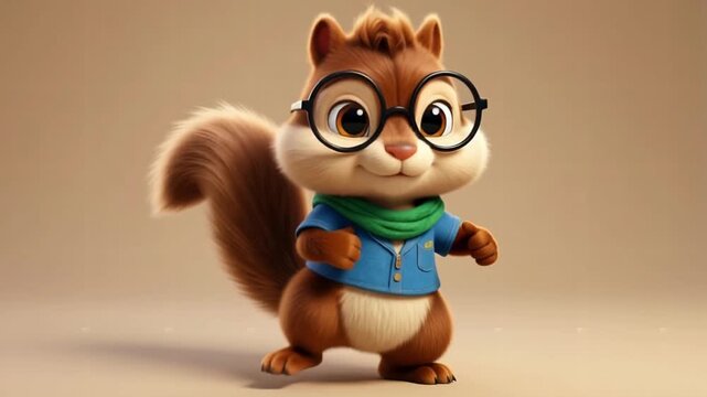 Energetic happy chipmunk character dancing with a thumbs up gesture in a 3D animated style for kids concepts and nature themes.
