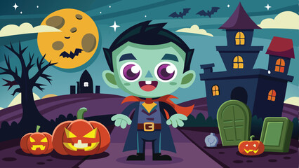 halloween background with pumpkin and bats