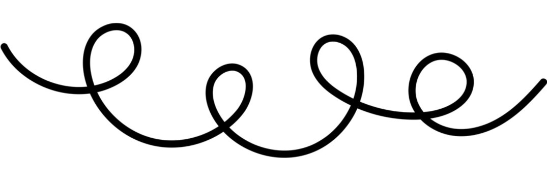 Continuous curved lines forming abstract squiggle patterns with wavy threads and loops, perfect for minimalist design elements and creative illustrations. Vector illustration.