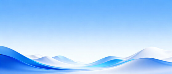 Abstract blue wave design with gradient sky background