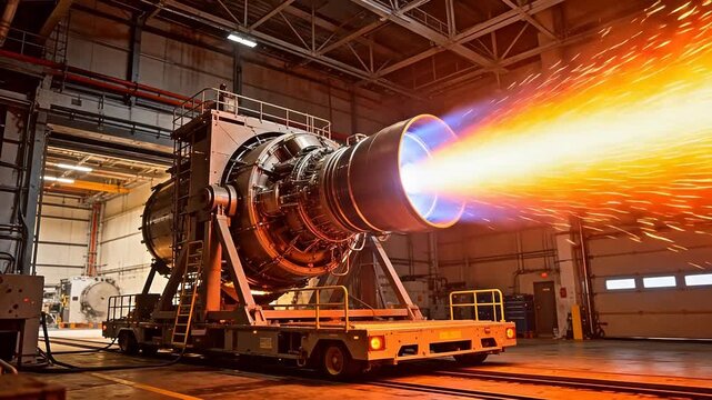 Jet engine test in industrial facility