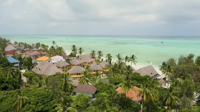 Aerial view of paje beach in zanzibar, tanzania