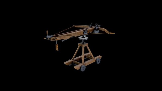 Ballista Medieval War Machine &ndash; High-Resolution 3D Illustration of an Ancient Artillery Weapon on Rotating Base