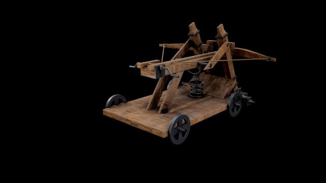 Ballista Ancient Siege Weapon &ndash; Photorealistic 3D Rendering of a Historical Mechanical Crossbow for Combat Scenes