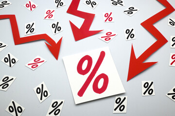 Percentage decline, correction in quotes, business and economy.
