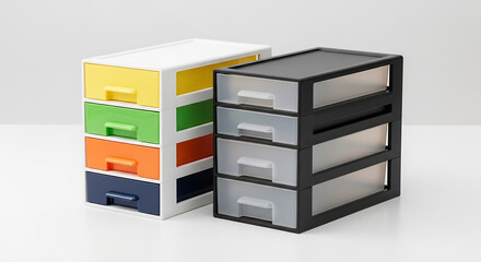 Desktop Plastic Storage Drawers with Colorful and Translucent Compartments