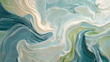 Obraz premium Abstract Swirls of Teal, White, and Green