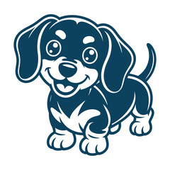 Fototapeta premium Happy Puppy Sitting Cute Cartoon Illustration