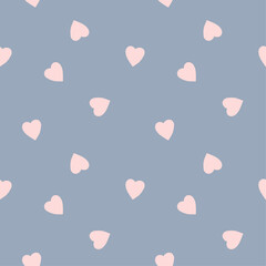 Pink Hearts on Blue Background Create a Fun and Playful Pattern for Children's Pajamas and Textiles © Iryna Matukhno