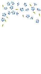 Blue wildflowers top border portrait 3D render