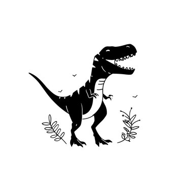 Albertosaurus. Albertosaurus simple black and white line art vector logo