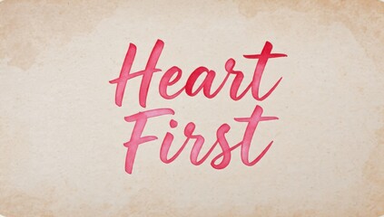 Heart First Calligraphy on Tan Background