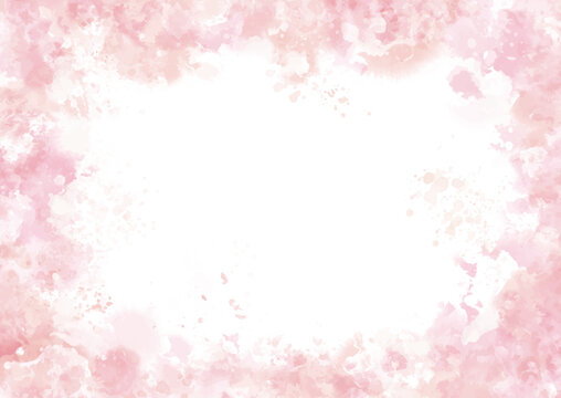 Hand painted pastel pink watercolour border design 