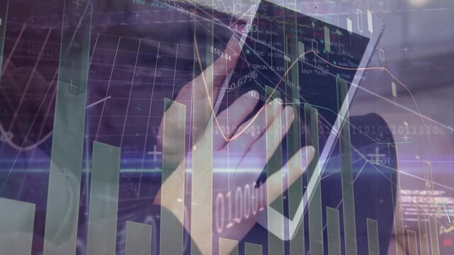 Animation of financial data processing over basketball players