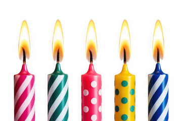 Colorful birthday candles burning brightly