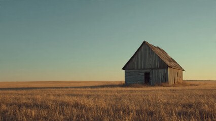 Fototapeta premium Rustic barn in golden field