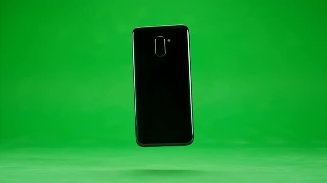 Floating Smartphone in Front of Green Screen - Technology Concept.