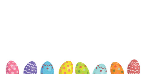 Easter banner. Colored eggs. Border colored eggs frame  Happy Easter.