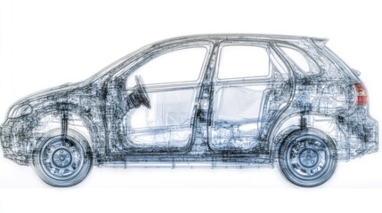 Fototapeta premium Transparent car, showing chassis and framework