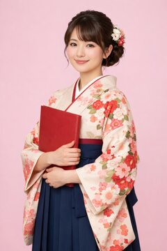袴姿の日本人女性の卒業記念ポートレート/Japanese Woman in Hakama Graduation Portrait