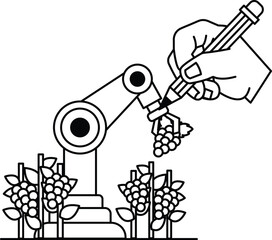 Obraz premium A robot is writing with a pencil