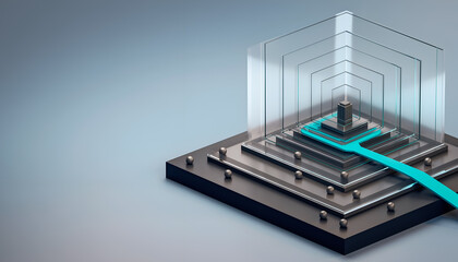 Obraz premium Layered Cybersecurity Shield Protecting Core Server with Data Ingress and Copy Space