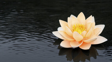 Golden lotus flower water floating nature tranquility peaceful bloom petal reflection aquatic serene calm yellow soft delicate botanical floral pond natural beauty zen meditation blossom garden