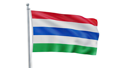 Obraz premium The Flag of The Gambia Waving on a Pole