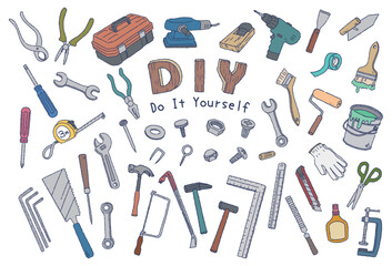 DIYツール　手描きイラストセット　カラー