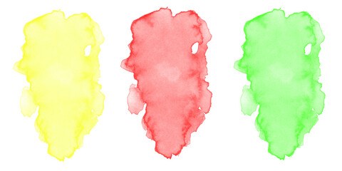 Vibrant abstract watercolor inkblots yellow red green fluid paint texture background Modern artistic design element