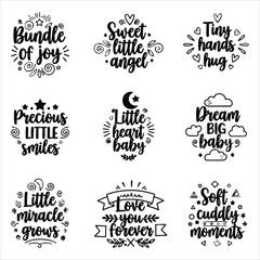 Fototapeta premium Adorable baby quotes and phrases in elegant handwriting