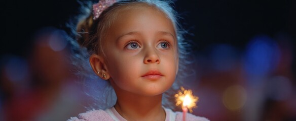 Naklejka premium The young girl tosses her dream into the starry night like confetti in celebration.