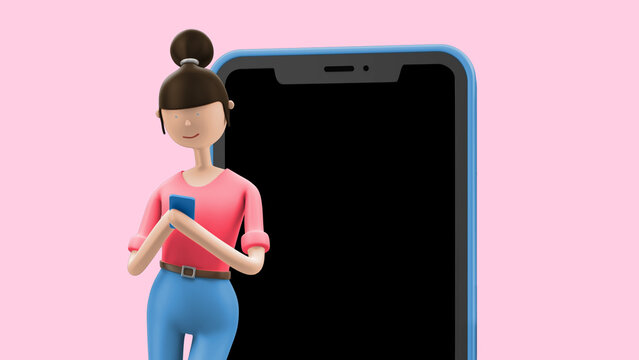 Explainer Girl Chatting Close Up - Using Smartphone and Website for Social Media, Apps and Online Communication