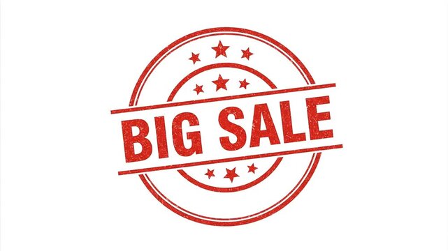 Big sale stamp red circular emblem on white background