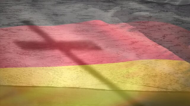 Animation of christian cross and flag of germany