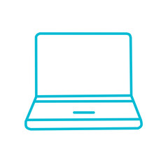 Blue Outline Laptop Icon Flat Technology Design