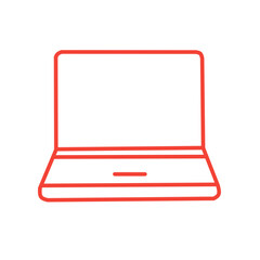 Red Outline Laptop Icon Modern Digital Illustration