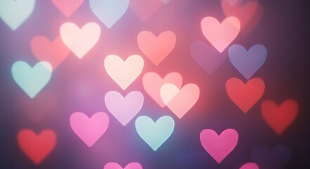 Romantic Valentine Pastel Bokeh Heart Lights Background for Love and Wedding Celebrations